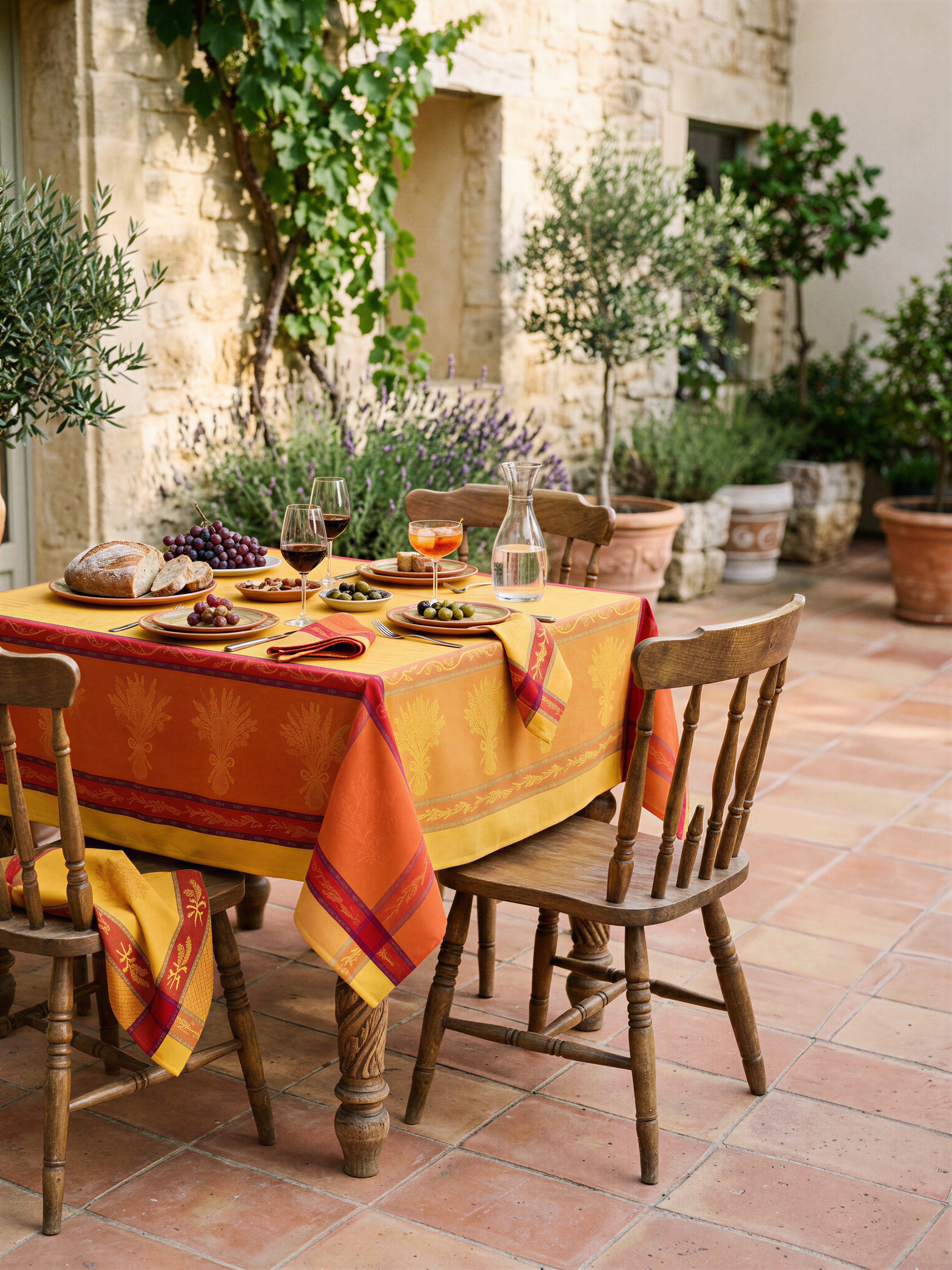 Soleil de Provence — Brume de Lavande / Terracota — table dressée sur terrasse provençale